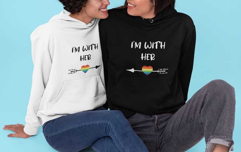 Matching hoodies for online lesbian couples