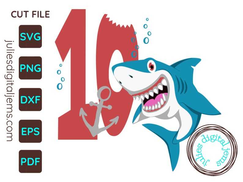 10th Birthday Shark SVG Creativity and Fun Digital Download 