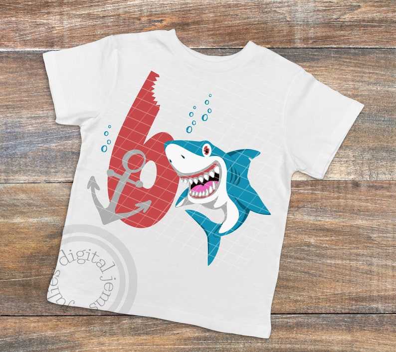 Download Shark Birthday 6th Birthday SVG Designs For Your Craft Projects 