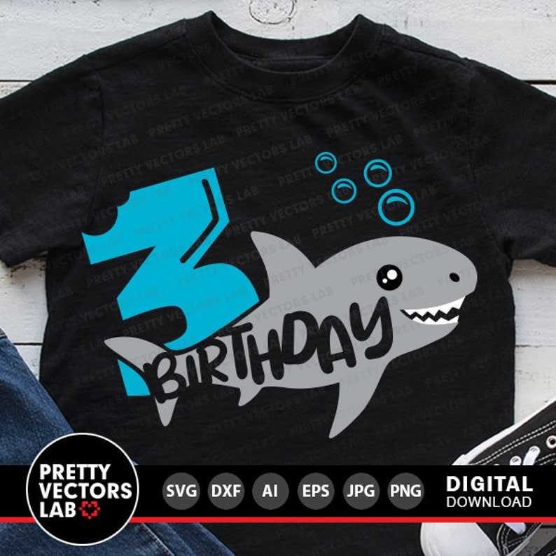 Shark 3rd Birthday Svg Creativity and Fun Digital Download 