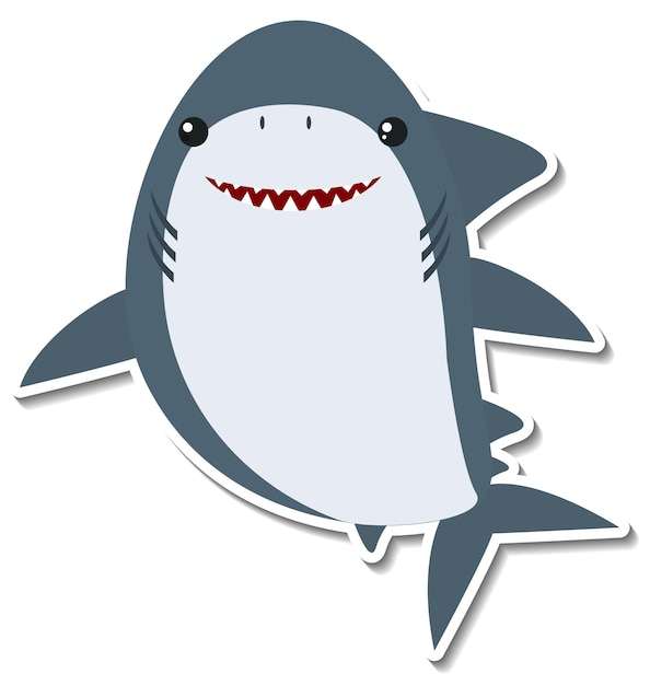 Chubby Shark Animal Cartoon Sticker JPG Free, Shark Svg Free