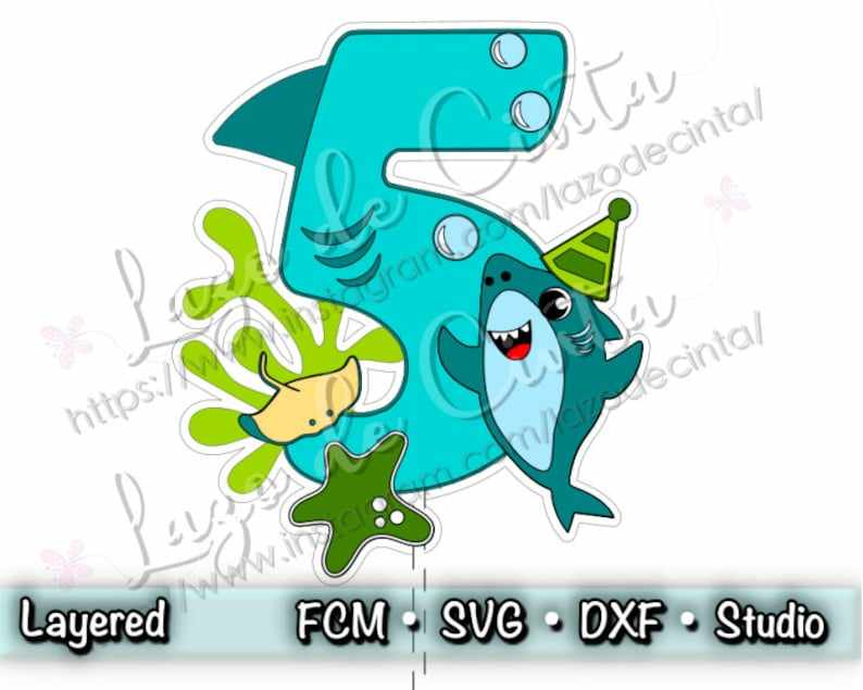 Shark Cake Topper SVG, Birthday Shark Svg#1