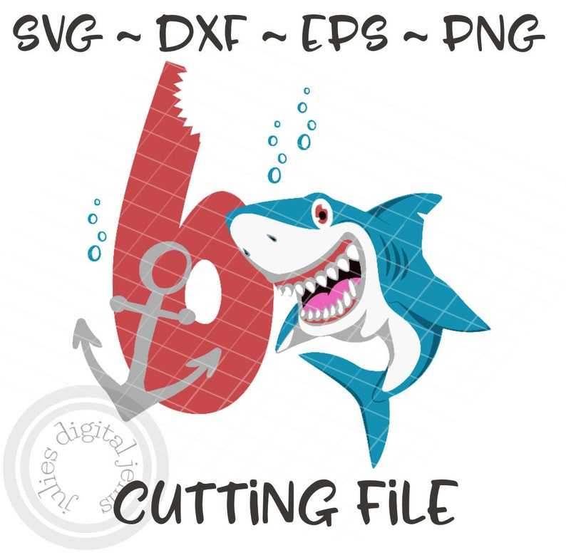 Download Shark Birthday 6th Birthday SVG Designs For Your Craft Projects