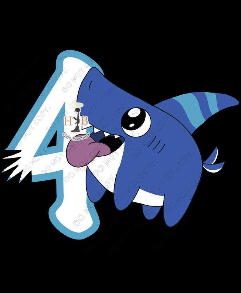 Sharkdog 4 Birthday PNG Creativity and Fun Digital Download 