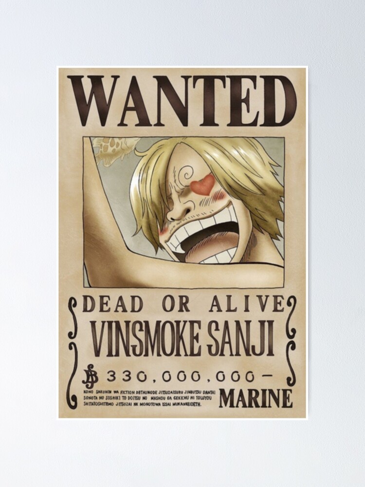 Wanted One Piece Poster Sanji Second Wanted Poster Onepieceposter Com