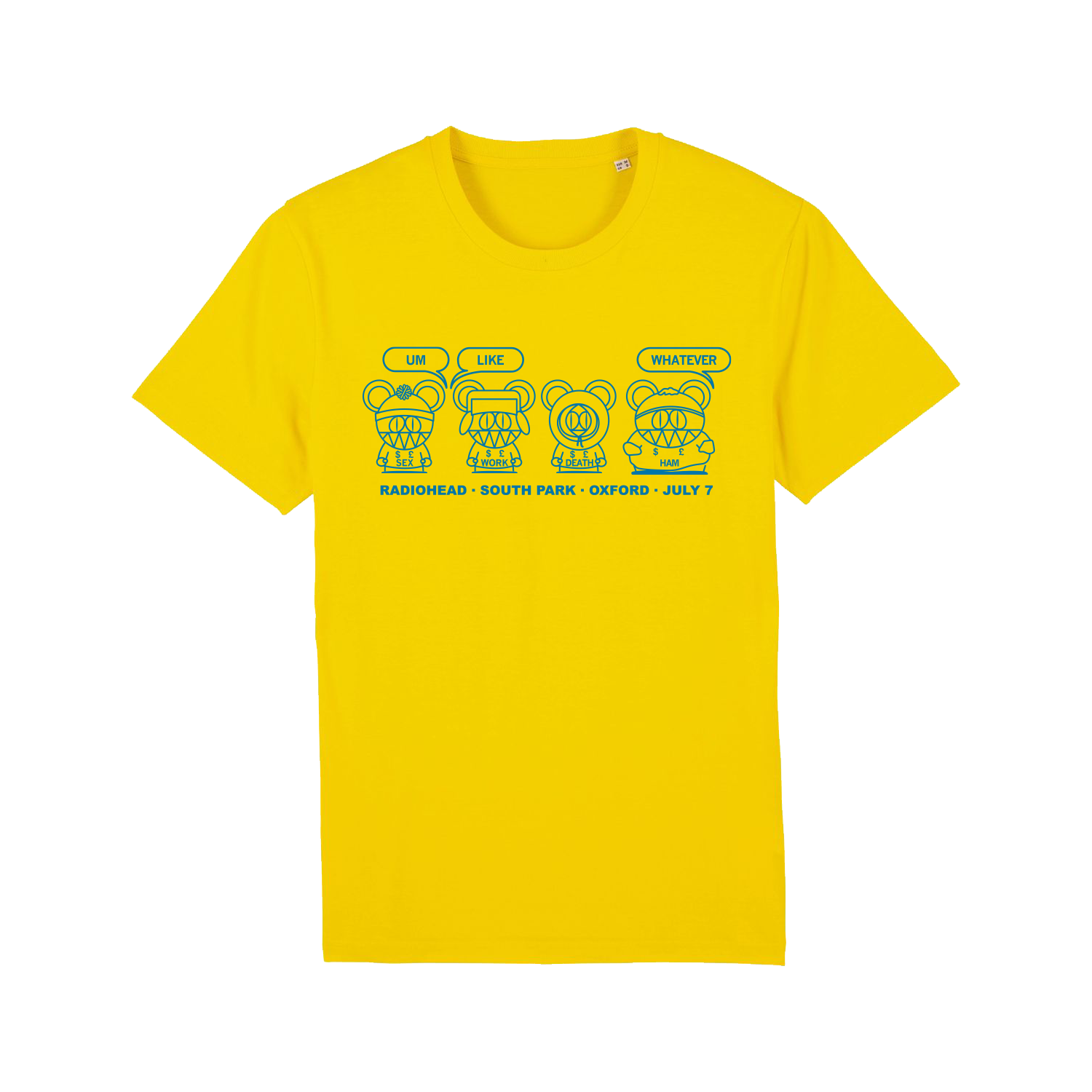 SOUTH PARK UM LIKE WHATEVER YELLOW T-SHIRT, Radiohead T-shirt, Radiohead T-shirts#1