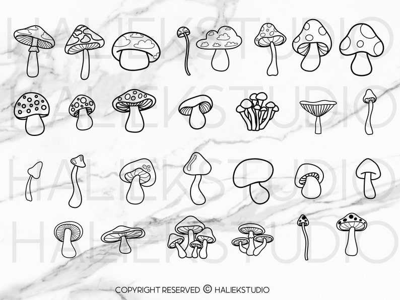 Cute Mushroom Svg, 56 Doodle Mushrooms SVG Bundle#2
