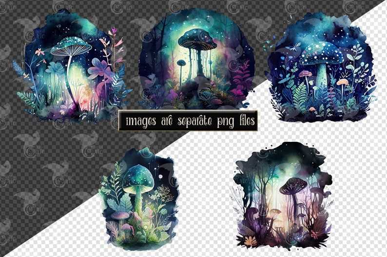 Trippy Mushroom Svg, Watercolor Magic Mushrooms Clipart Commercial Use#5
