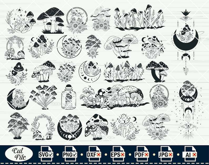 Trippy Mushroom Svg, Crystal Mushroom SVG Magic mushroom Cut Files#6