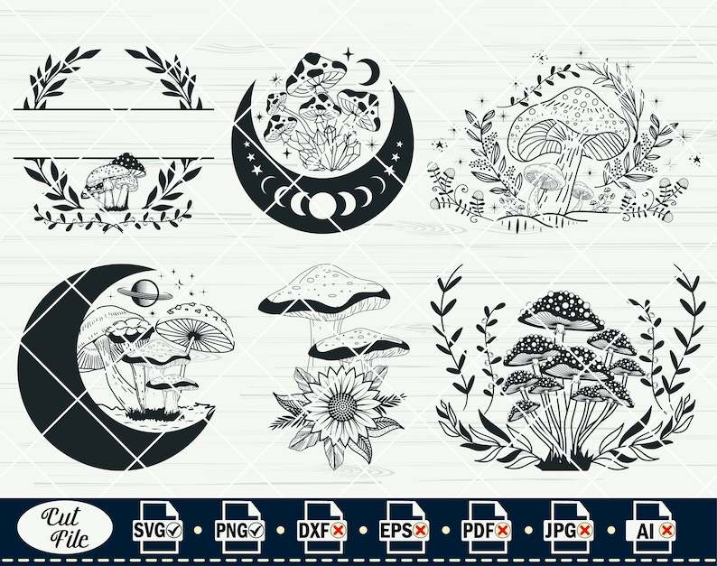 Trippy Mushroom Svg, Crystal Mushroom SVG Magic mushroom Cut Files#3