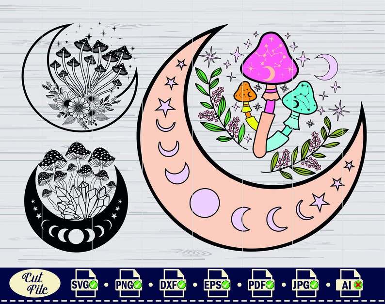 Trippy Mushroom Svg, Mushrooms Crystal Mushroom SVG Witchy Svg#7