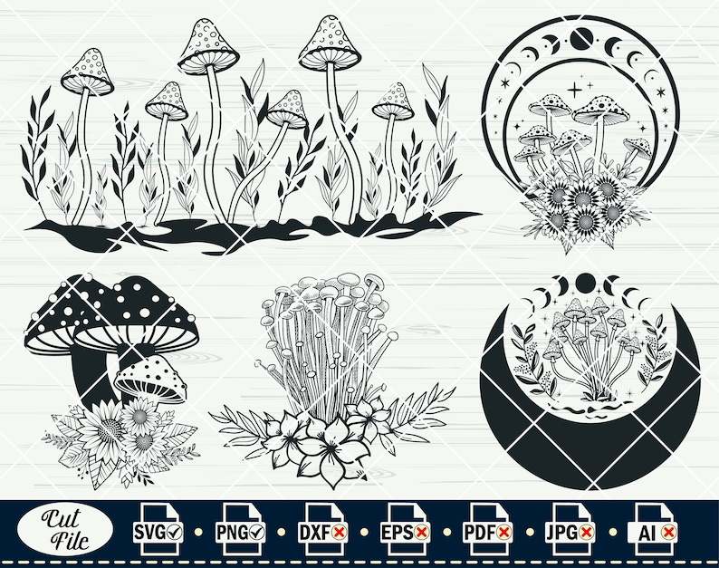 Trippy Mushroom Svg, Crystal Mushroom SVG Magic mushroom Cut Files#4