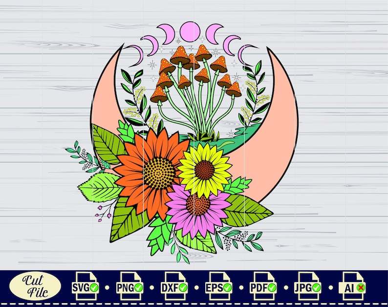 Trippy Mushroom Svg, Mushrooms Crystal Mushroom SVG Witchy Svg#3