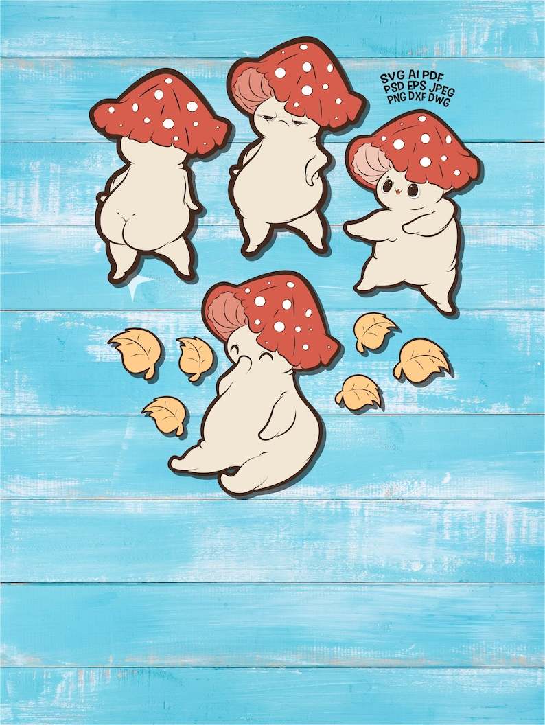 Cute Mushroom Svg, Kawaii Svg Printable Stickers Autumn Svg Files#3