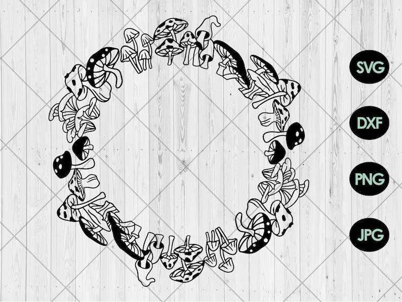 Mushroom Svg, Mushroom wreath Fairy ring mushroom svg