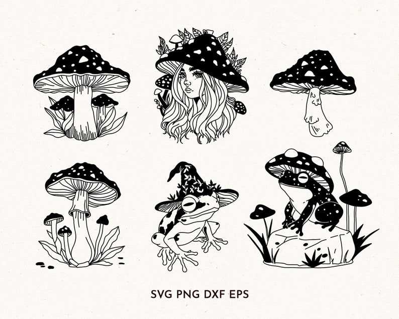 Mushroom Svg, Cottagecore Svg Bundle Commercial Use#7