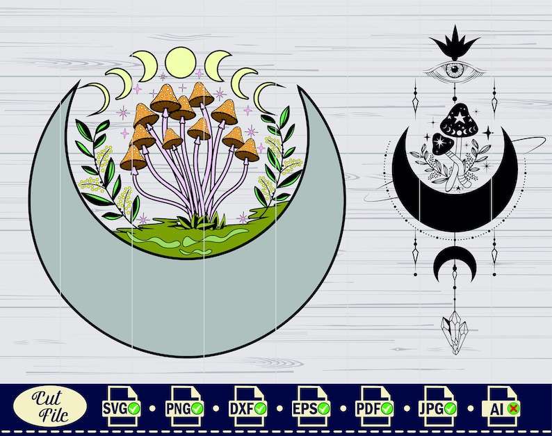 Trippy Mushroom Svg, Mushrooms Crystal Mushroom SVG Witchy Svg#5
