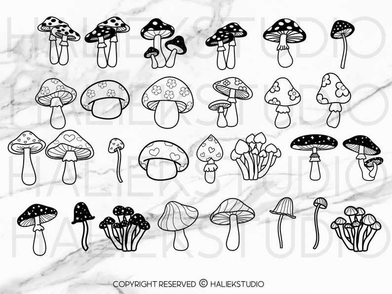 Cute Mushroom Svg, 56 Doodle Mushrooms SVG Bundle#3