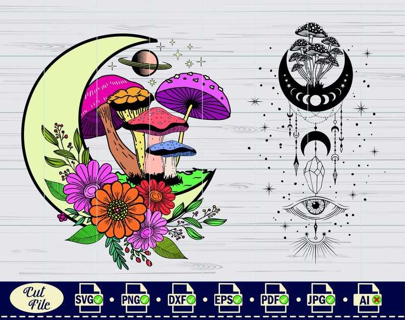 Trippy Mushroom Svg, Mushrooms Crystal Mushroom SVG Witchy Svg#6