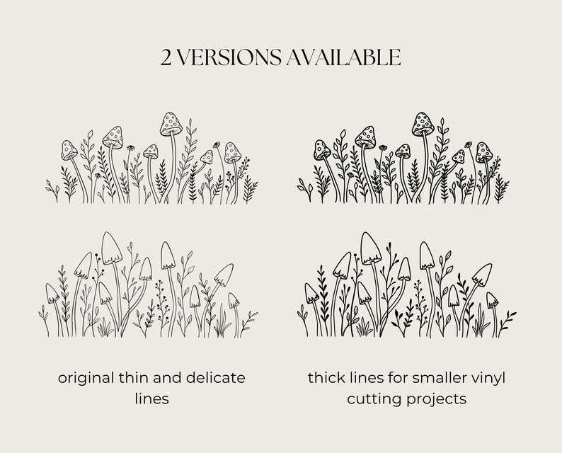 Mushroom Svg, Row of Mushrooms Svg Bundle