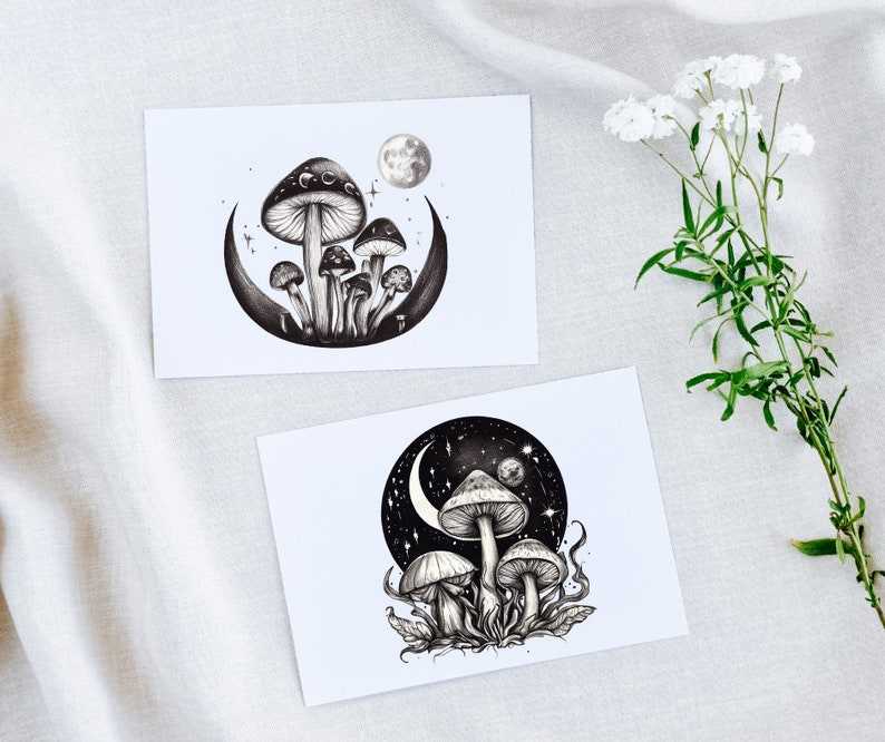 Mushroom Svg, Bundle Mushroom Clipart Mystical Moon Mushroom Svg#5