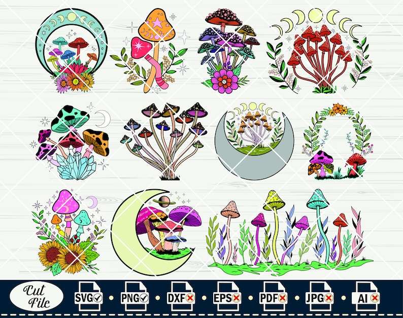 Trippy Mushroom Svg, Crystal Mushroom SVG Magic mushroom Cut Files#9