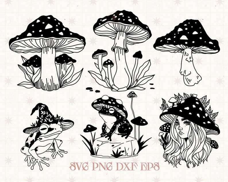 Mushroom Svg, Cottagecore Svg Bundle Commercial Use 