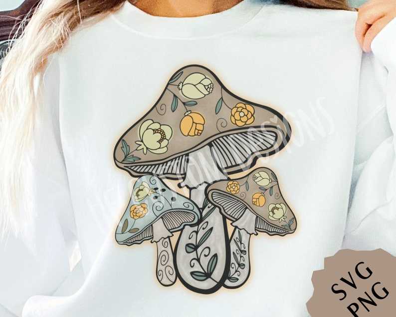 Trippy Mushroom Svg, Cottagecore Png Mushroom Sublimation Design#3
