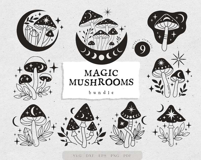 Trippy Mushroom Svg, Magic mushroom BUNDLE 