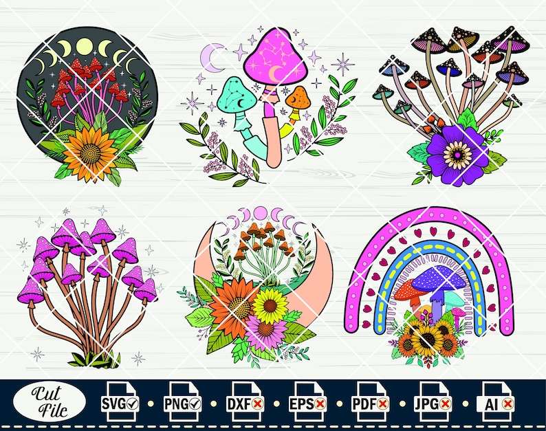 Trippy Mushroom Svg, Crystal Mushroom SVG Magic mushroom Cut Files#7
