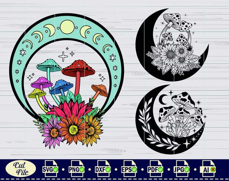 Trippy Mushroom Svg, Mushrooms Crystal Mushroom SVG Witchy Svg#8