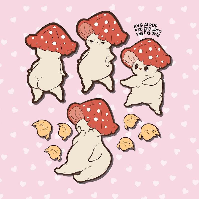 Cute Mushroom Svg, Kawaii Svg Printable Stickers Autumn Svg Files#6