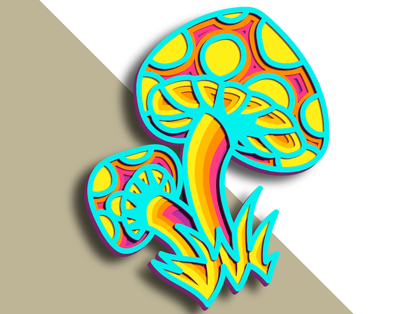 Trippy Mushroom Svg, Mushrooms Multilayer Svg Plywood Cutting#3