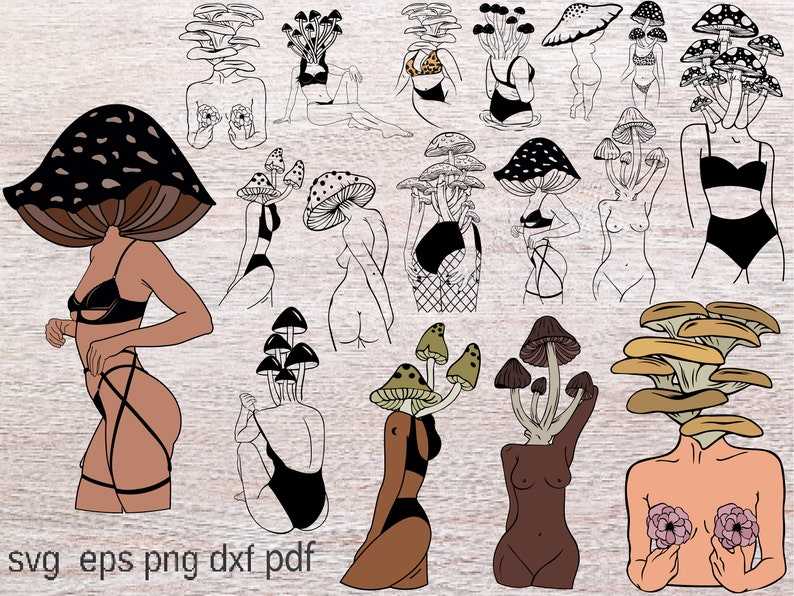 Cute Mushroom Svg, Mushroom Girl Svg Positive Plus Size Body Svg#1