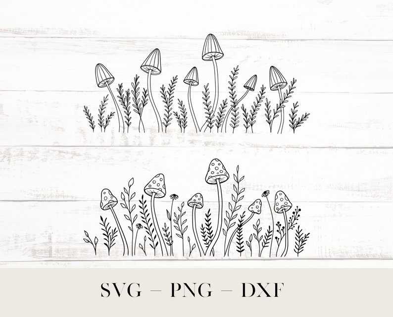 Mushroom Svg, Row of Mushrooms Svg Bundle#6