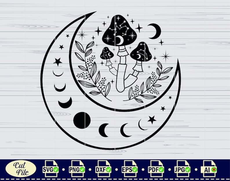 Trippy Mushroom Svg, Mushrooms Crystal Mushroom SVG Witchy Svg#4
