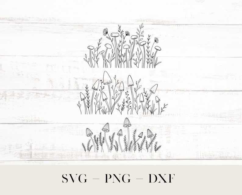 Mushroom Svg, Row of Mushrooms Svg Bundle#5