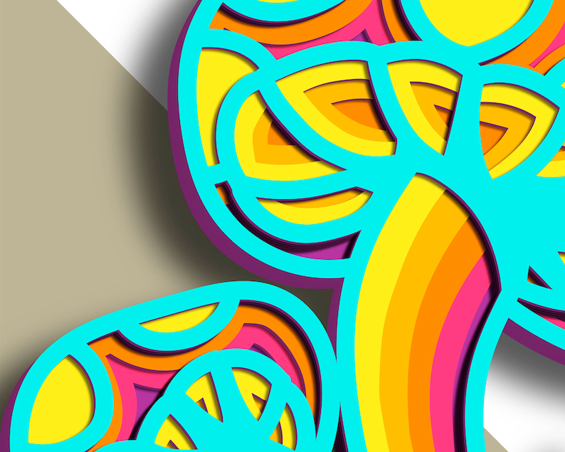 Trippy Mushroom Svg, Mushrooms Multilayer Svg Plywood Cutting#6