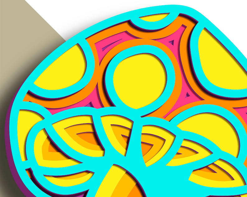 Trippy Mushroom Svg, Mushrooms Multilayer Svg Plywood Cutting#5