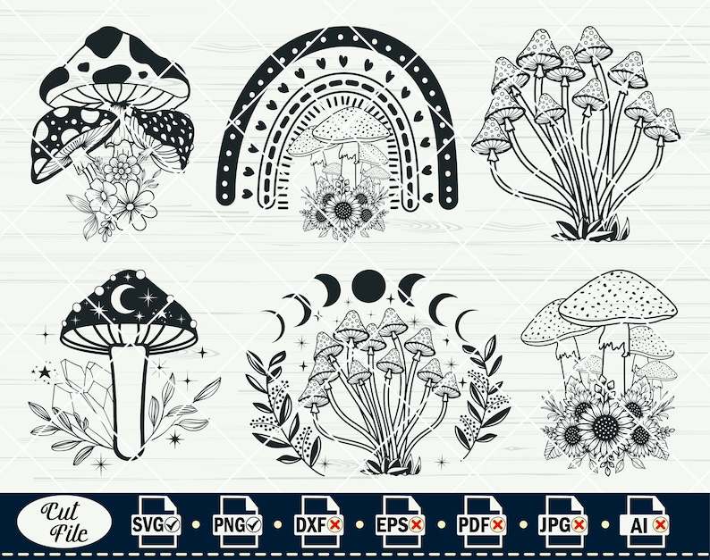 Trippy Mushroom Svg, Crystal Mushroom SVG Magic mushroom Cut Files#5