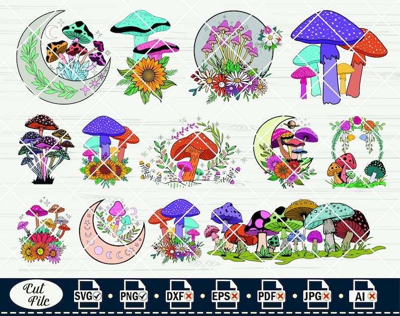 Trippy Mushroom Svg, Crystal Mushroom SVG Magic mushroom Cut Files#8