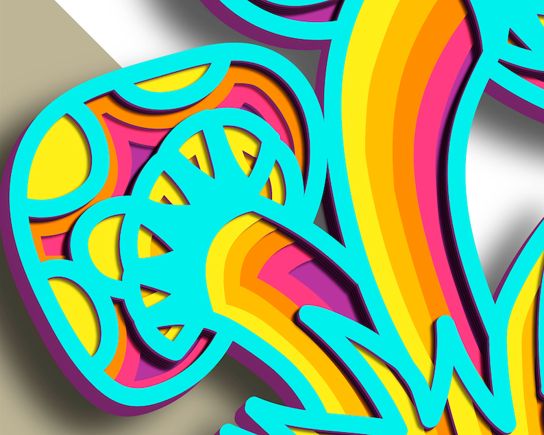 Trippy Mushroom Svg, Mushrooms Multilayer Svg Plywood Cutting#8