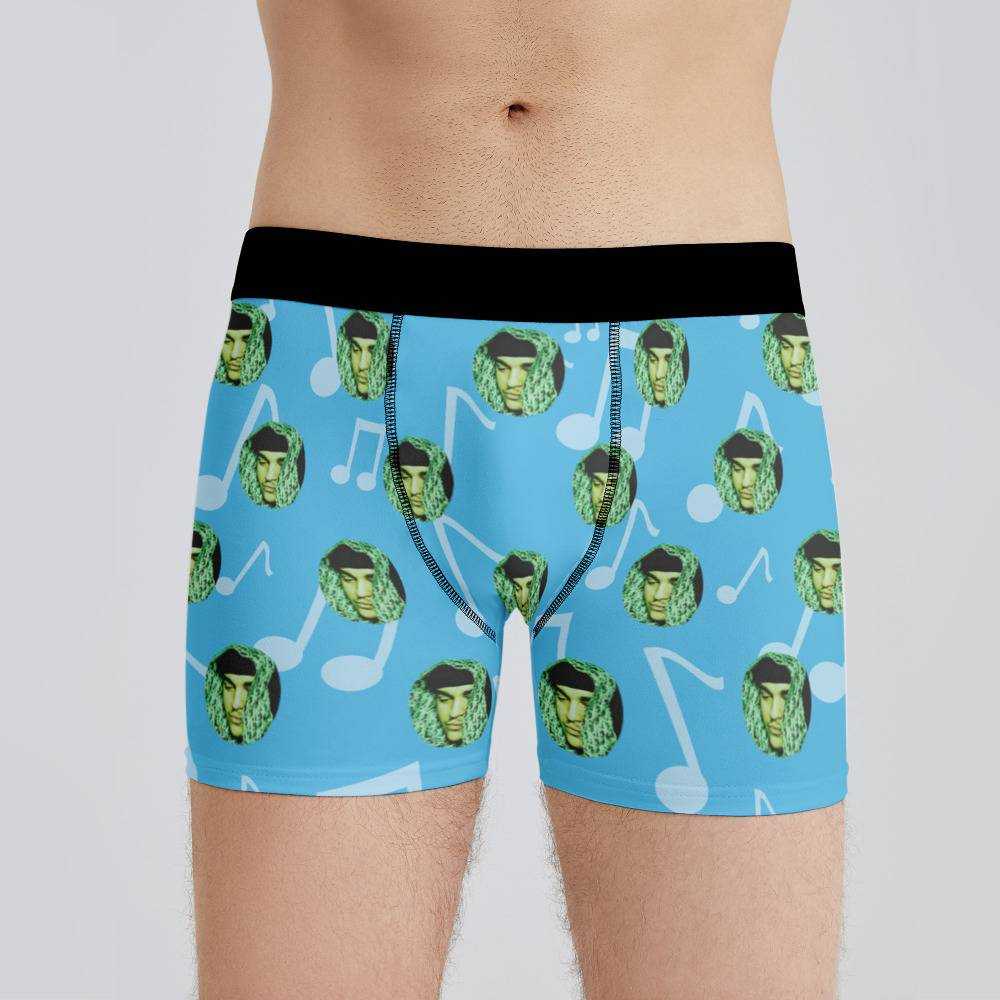 Yeat Boxers Custom Photo Boxers Men's Underwear Music Note Boxers Blue