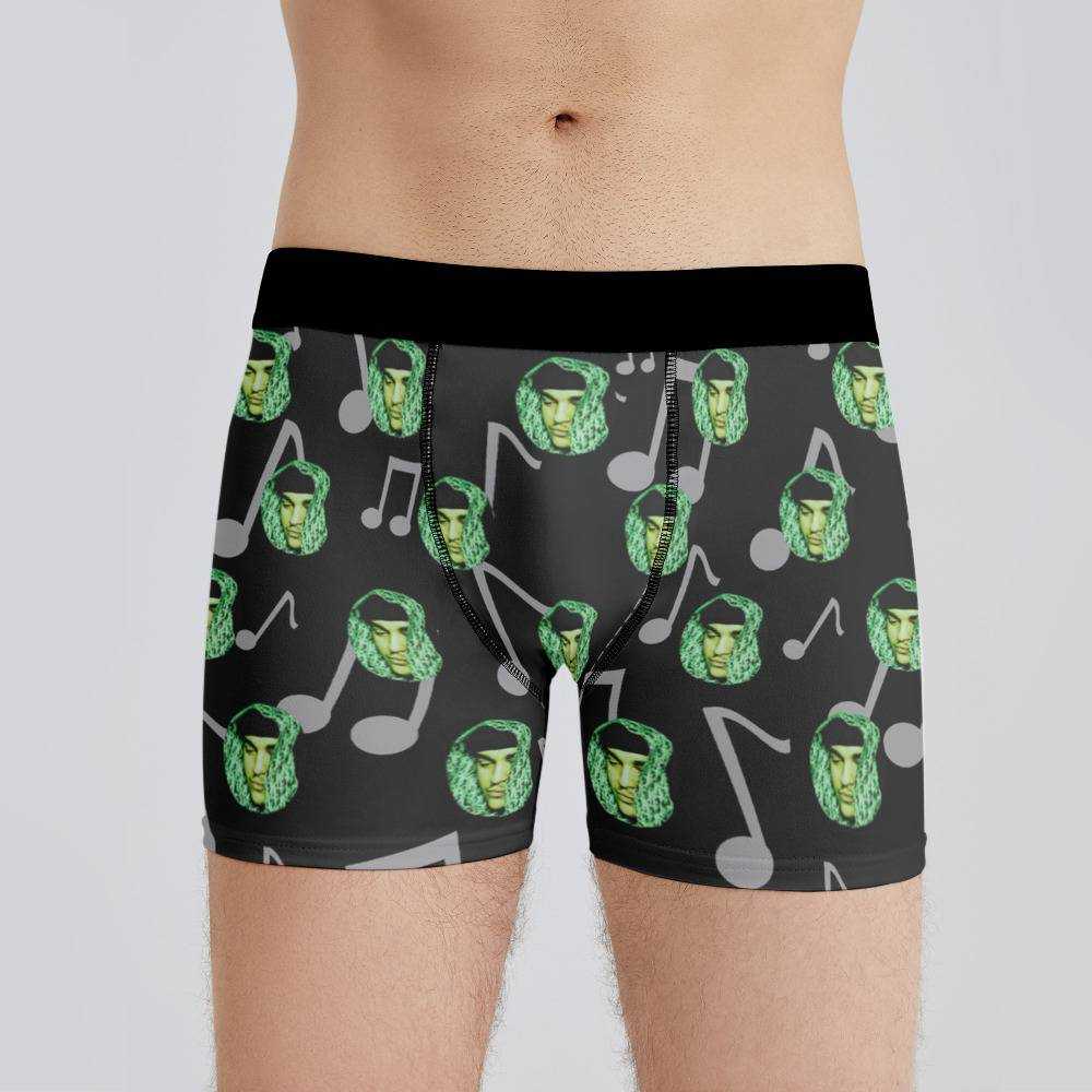 Yeat Boxers Custom Photo Boxers Men's Underwear Music Note Boxers Black