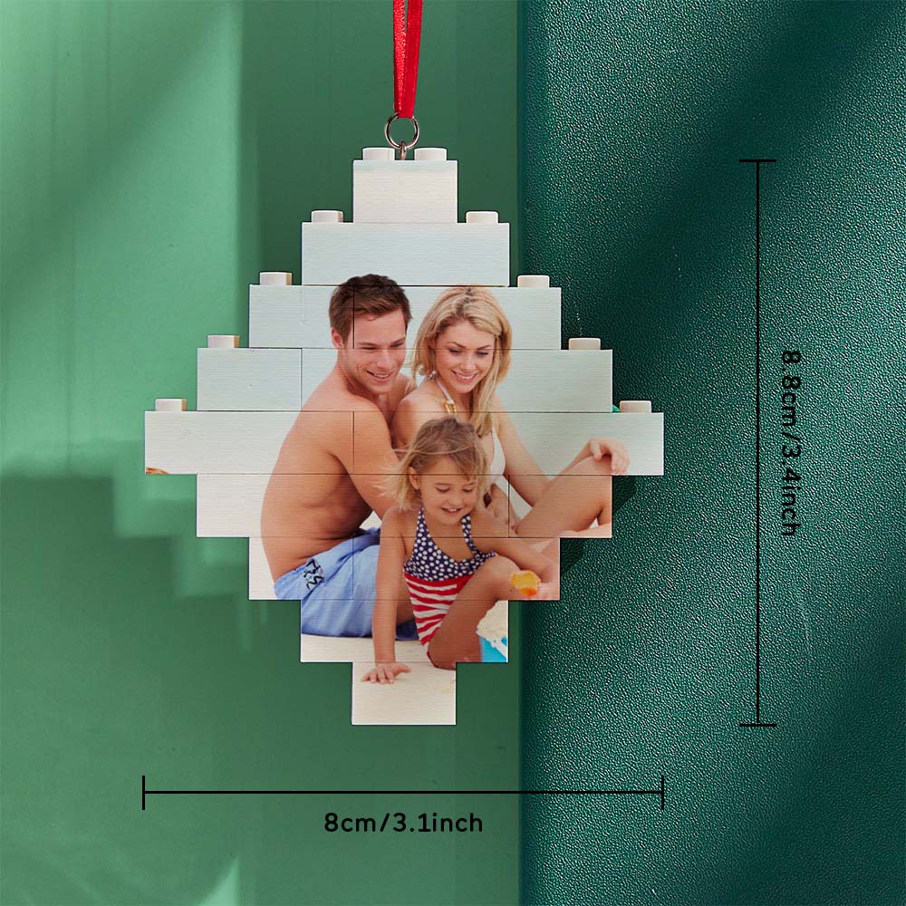 Kundenspezifisches Baustein-puzzle-personalisiertes Foto-ziegelrauten-form-weihnachtsverzierung - BuildingPuzzleDE