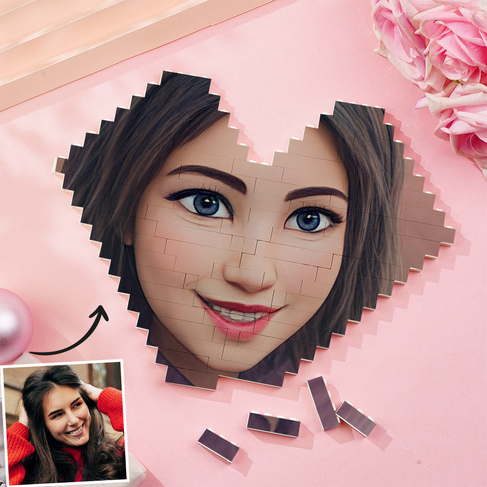 Kundenspezifisches Baustein-puzzle-personalisiertes Karikatur-avatar-ziegel-herz-spielzeug-weihnachtsgeschenke - BuildingPuzzleDE