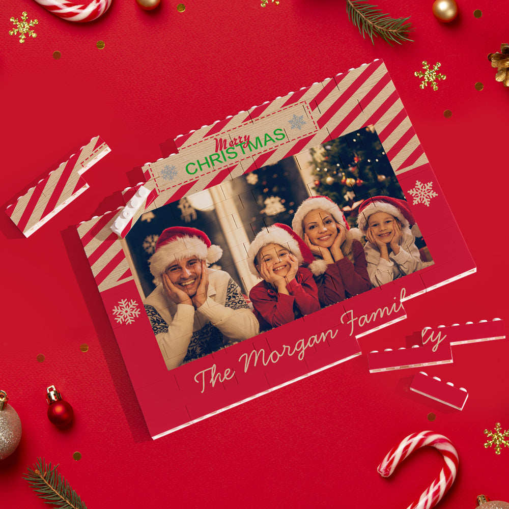Weihnachtsgeschenk-countdown-blindbox, Individuelles Baustein-puzzle, Weihnachts-adventskalender, Personalisierter Horizontaler Trio-fotostein, Frohe Weihnachten - BuildingPuzzleDE