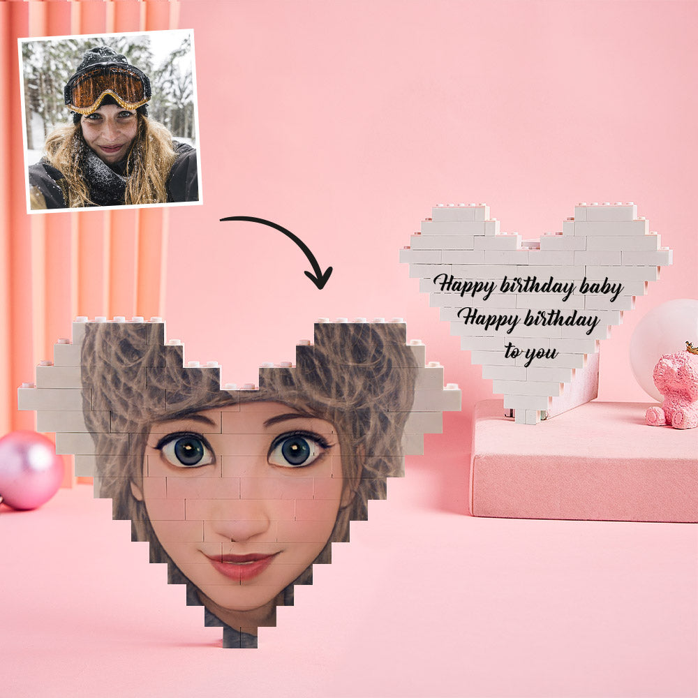 Kundenspezifisches Baustein-puzzle-personalisiertes Karikatur-avatar-ziegel-herz-spielzeug-weihnachtsgeschenke - BuildingPuzzleDE