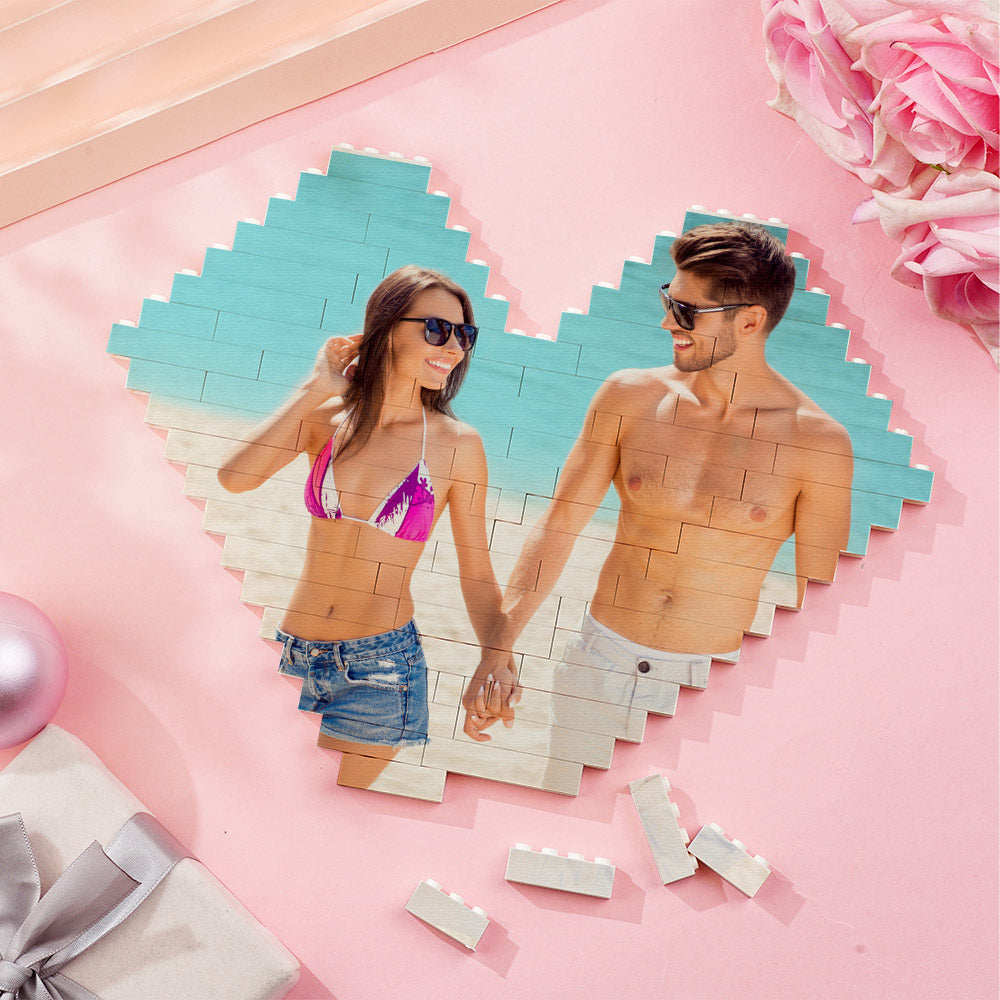 Benutzerdefiniertes Baustein-puzzle Personalisierter Gedruckter Herz-block - BuildingPuzzleDE