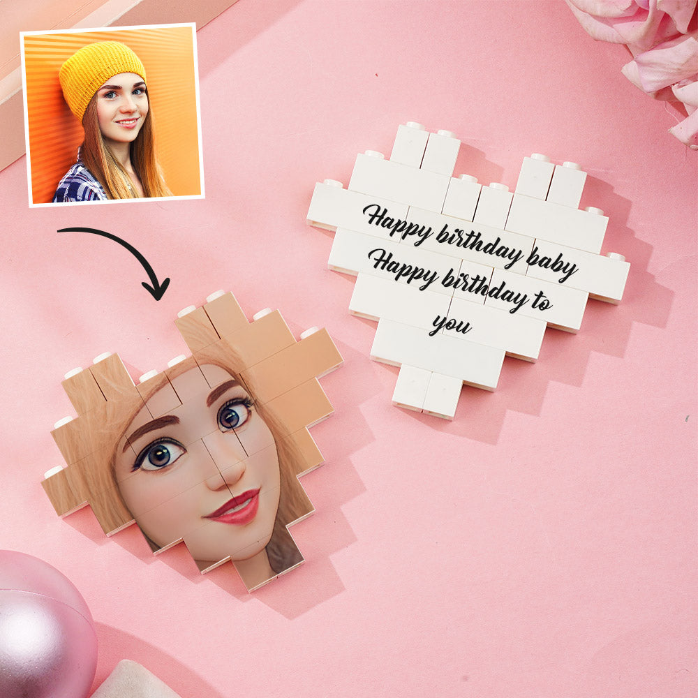 Kundenspezifisches Baustein-puzzle-personalisiertes Karikatur-avatar-ziegel-herz-spielzeug-weihnachtsgeschenke - BuildingPuzzleDE